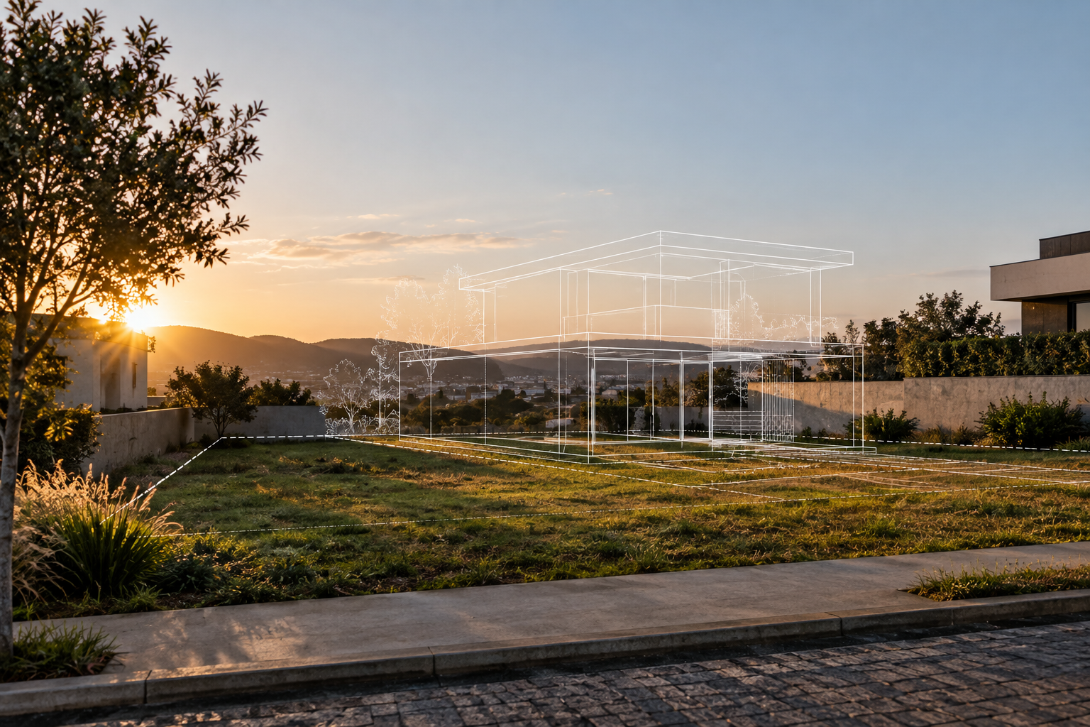 Conceito arquitetônico sobre terreno para desenvolvimento imobiliário
